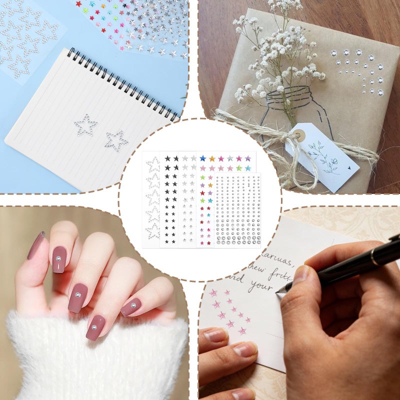 Zelphvt 5 Sheets Face Gems for Women Star Face Stickers Faces Stickers with 1 Blue Tweezers Makeup Gems for Eyes, Crafts, Princess Queen Cosplay Festival Party Makeup - Image 3